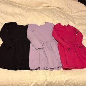 Primary Girls' Long Sleeve Pocket Dresses - Pink, Lavender, Black